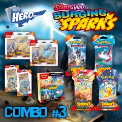 Scarlet & Violet - Surging Sparks COMBO #3 - Both Single Blisters + Both 3 Pack Blisters + Booster Pack Art Bundle